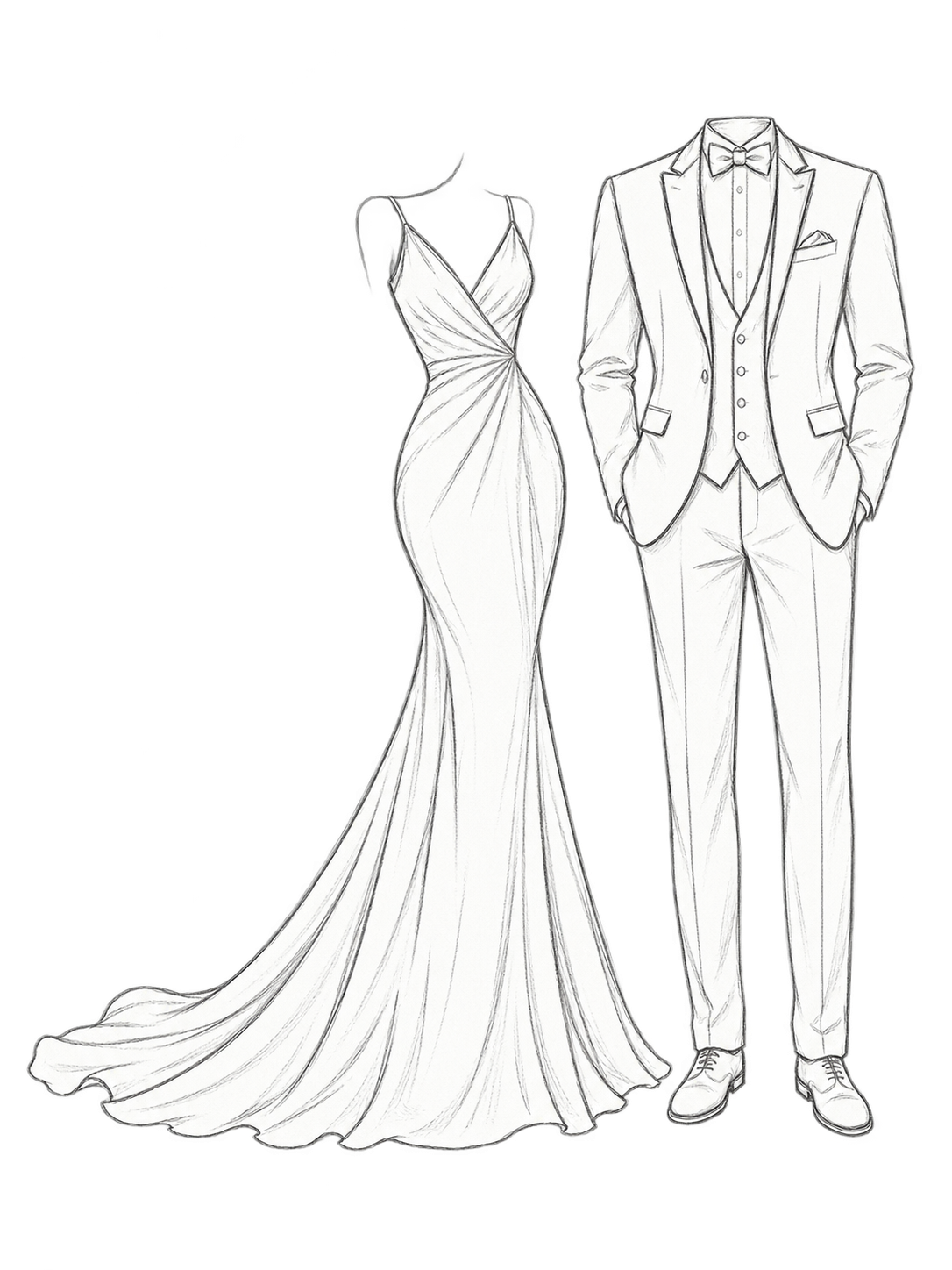 Vestido largo y traje formal